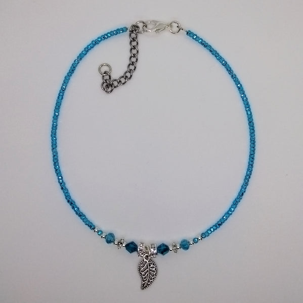 Seed Bead Anklet Blue