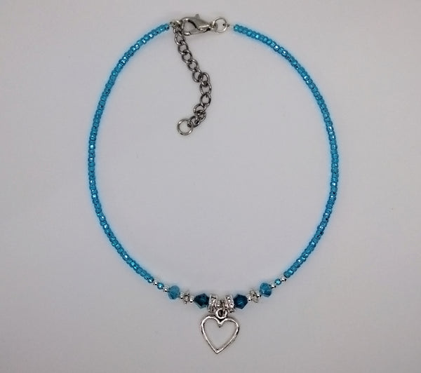 Seed Bead Anklet Blue