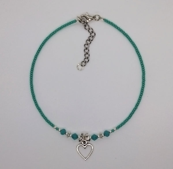 Seed Bead Anklet Turquoise